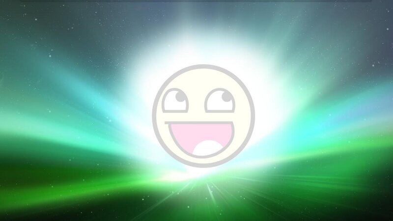 happy face with green light