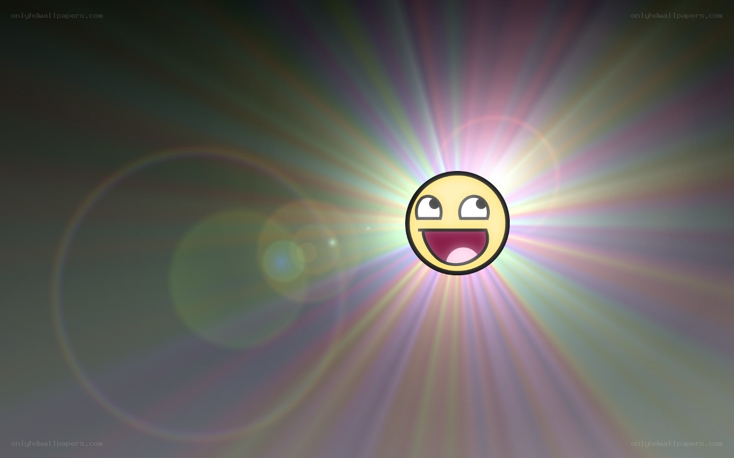 happy face with radiant light