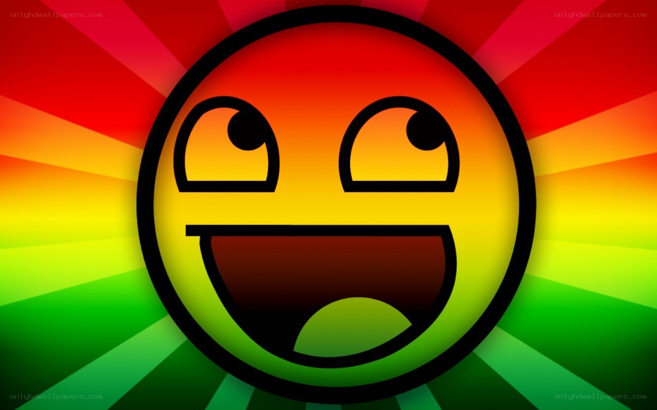 happy face with rainbow background