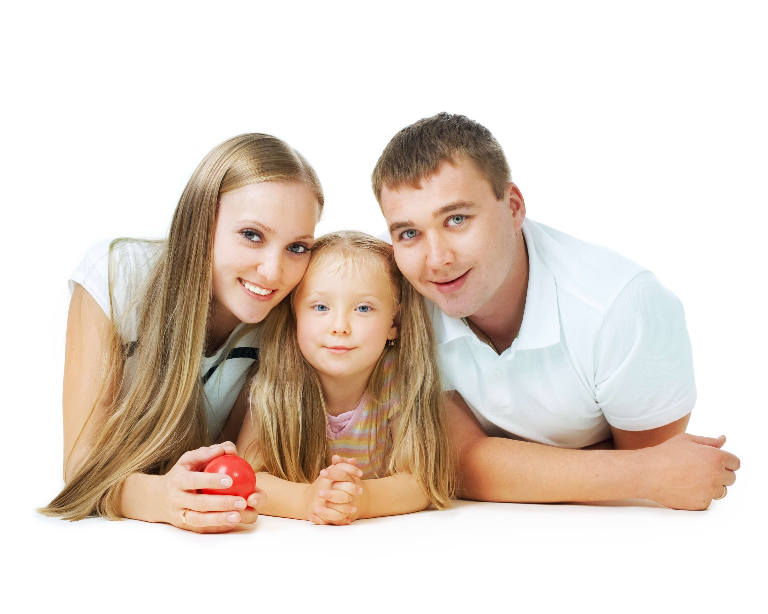 happy family lying together