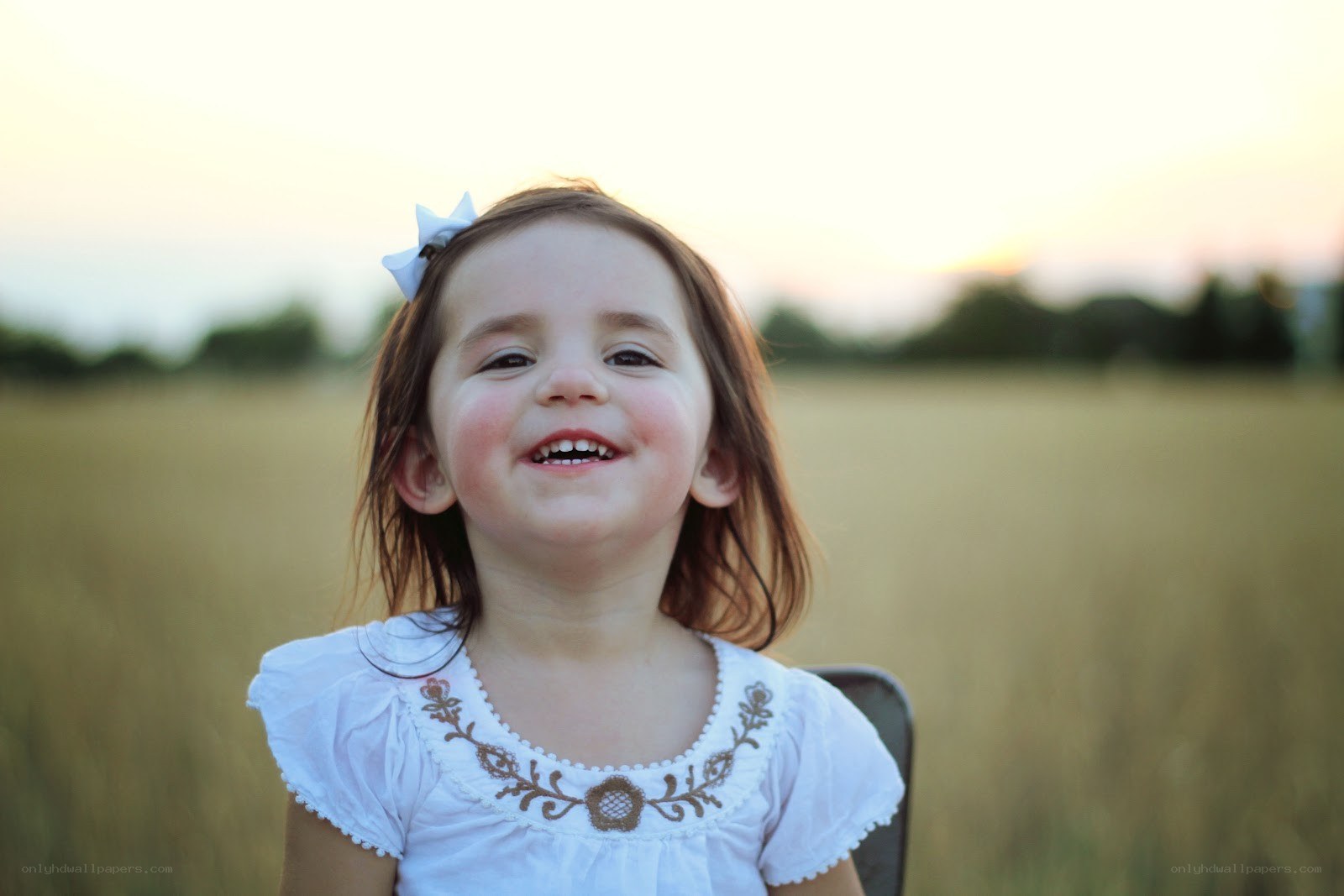 happy girl in a field