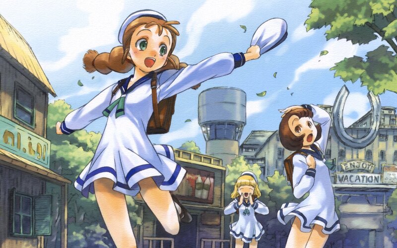 Happy girls in sailor uniforms