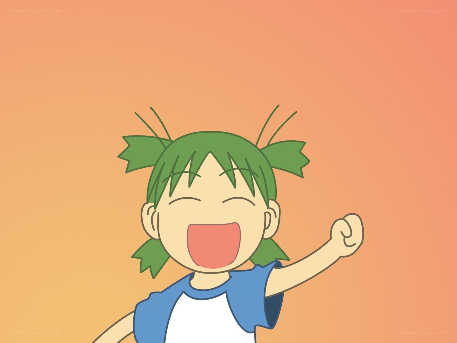 happy green-haired girl