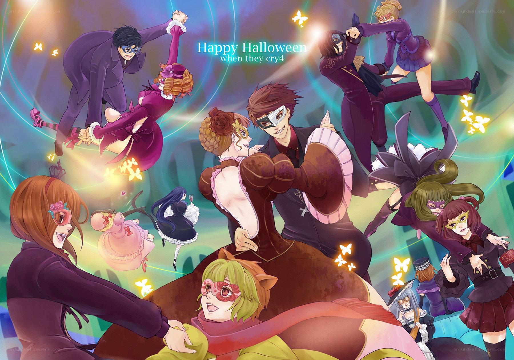 Happy Halloween art with characters