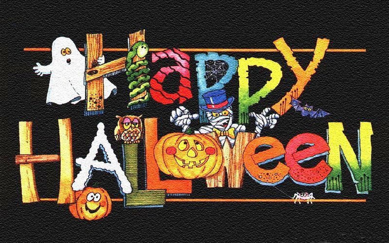 Happy Halloween Sign — Black, Festive