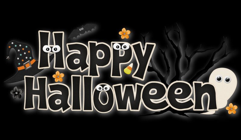 Happy Halloween Text — Black, Festive, Night