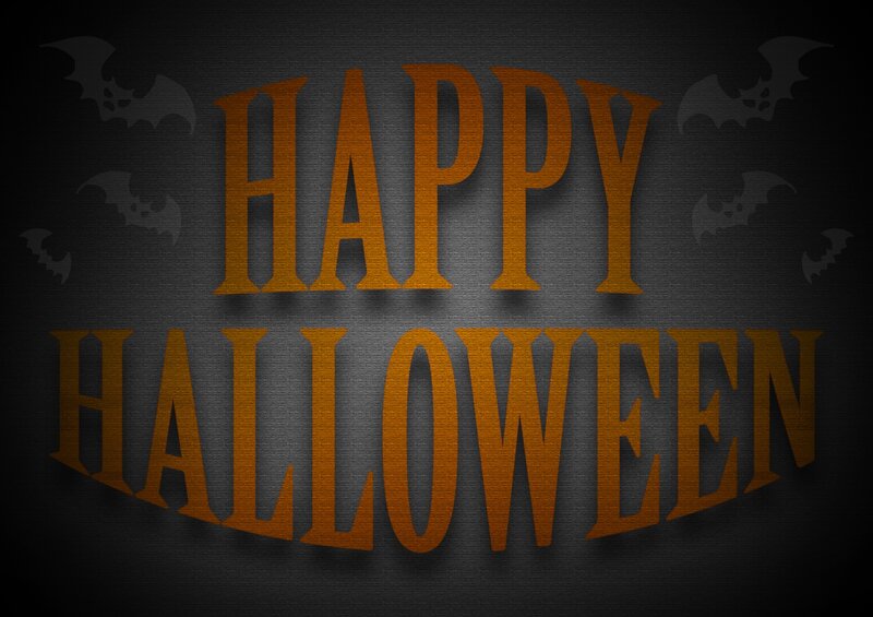 Happy Halloween Text — Black, Spooky, Night, Digital Art