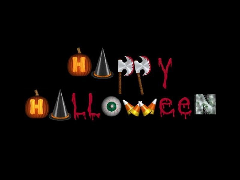Happy Halloween Text — Black, Spooky