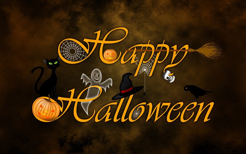 Happy Halloween Text — Brown