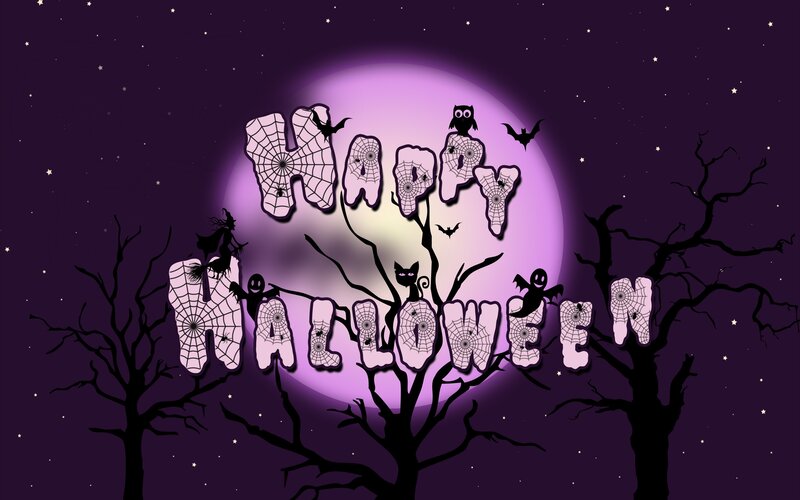 Happy Halloween Text — Purple