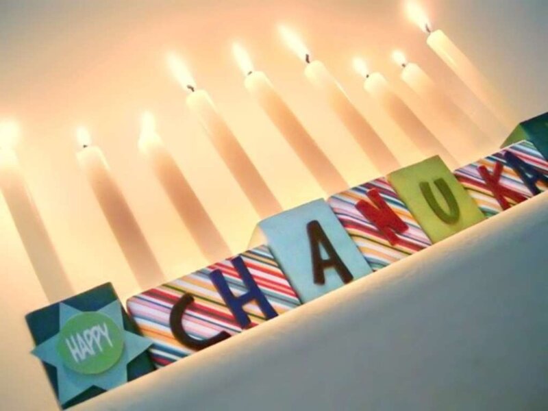 Happy Hanukkah with candles