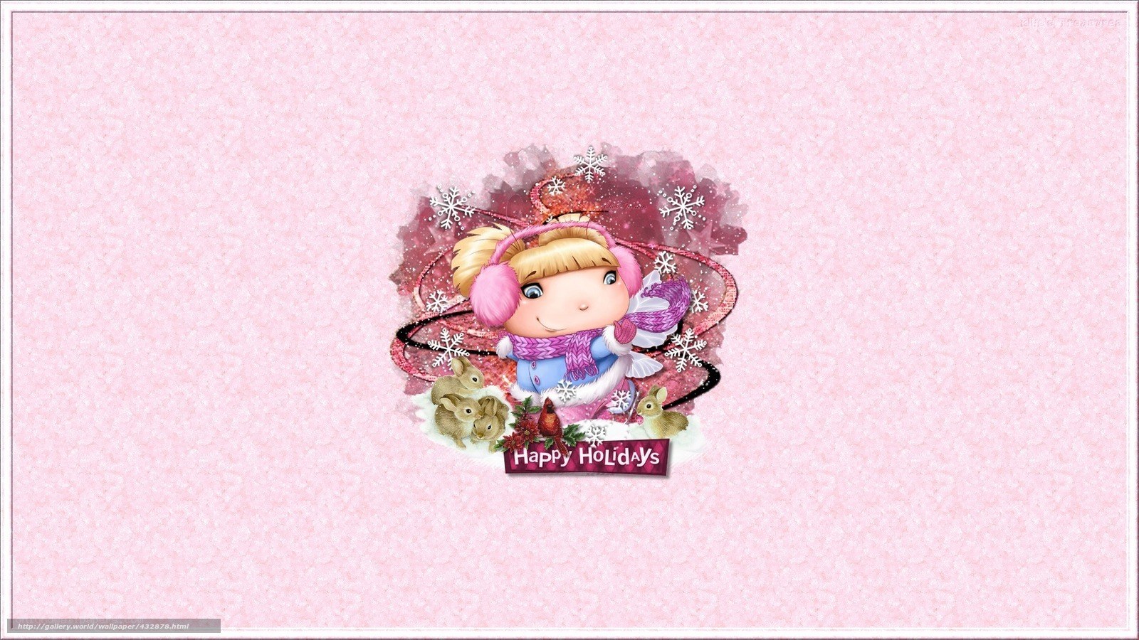 Happy Holidays cartoon girl