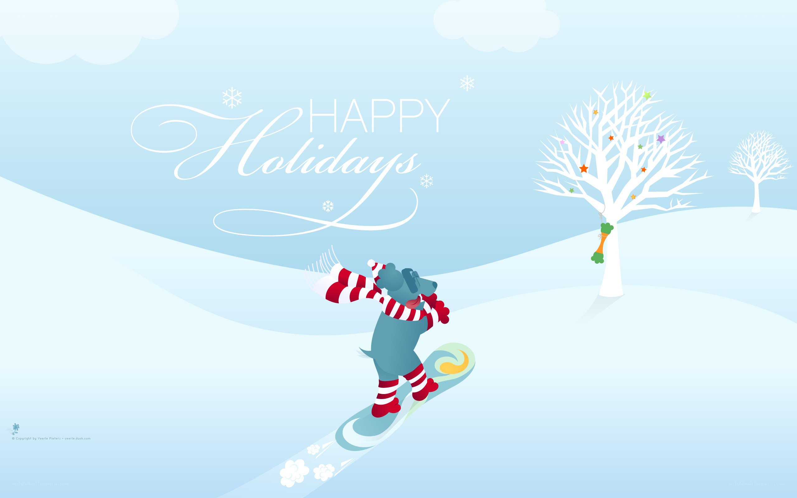 Happy Holidays snowboarder