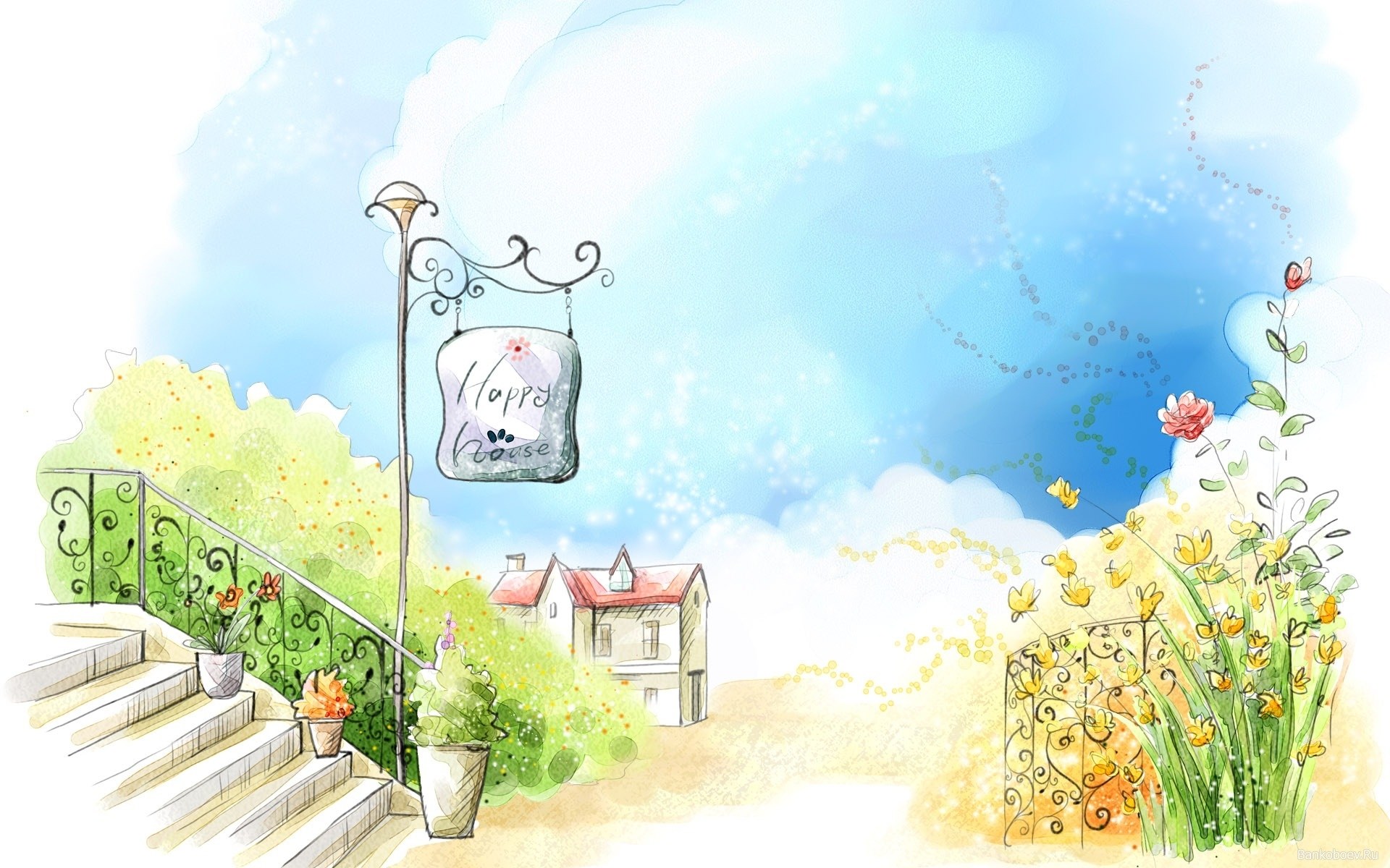 Happy House garden scene