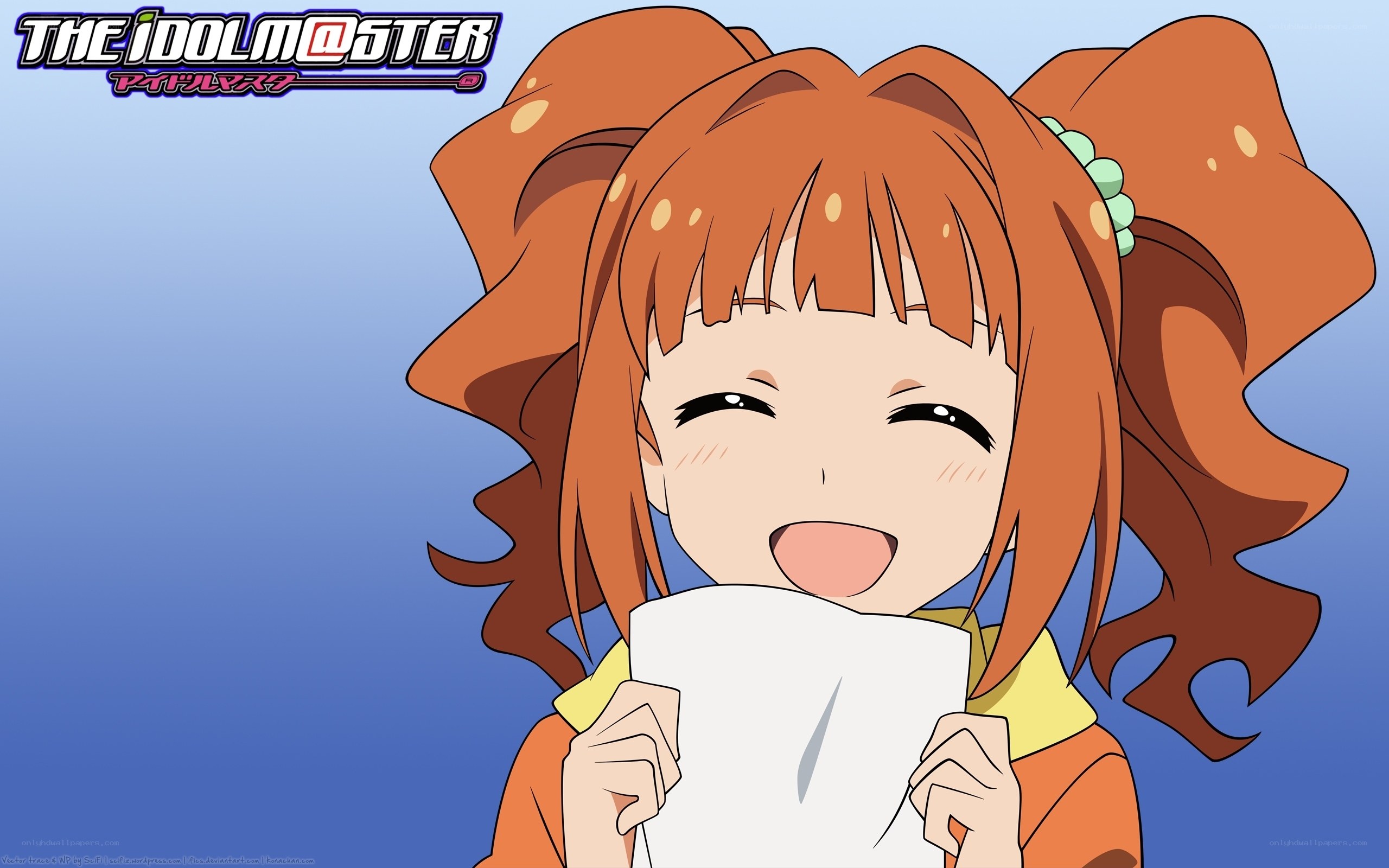 Happy idol holding paper