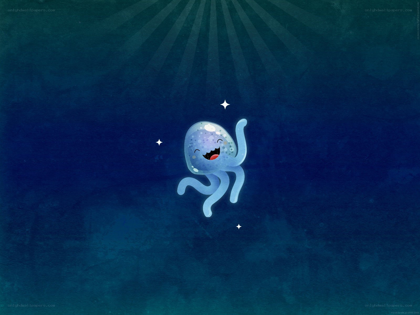 Happy jellyfish in the deep sea