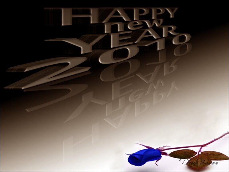 Happy New Year 2010 with blue rose