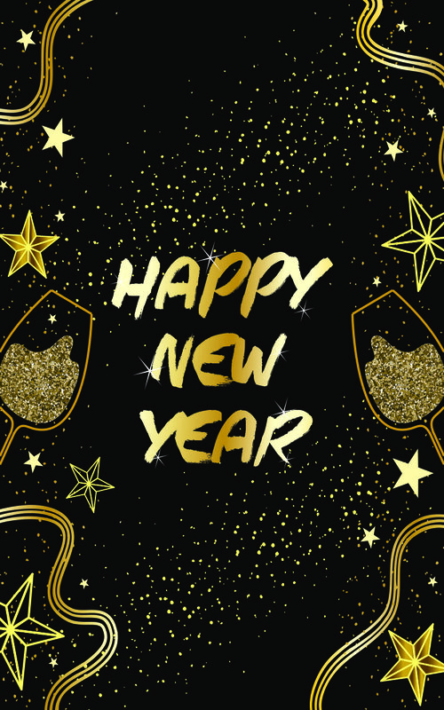 Happy New Year Card — Black