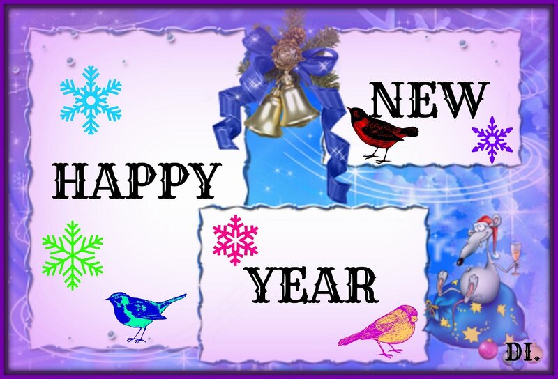 Happy New Year Card — Purple