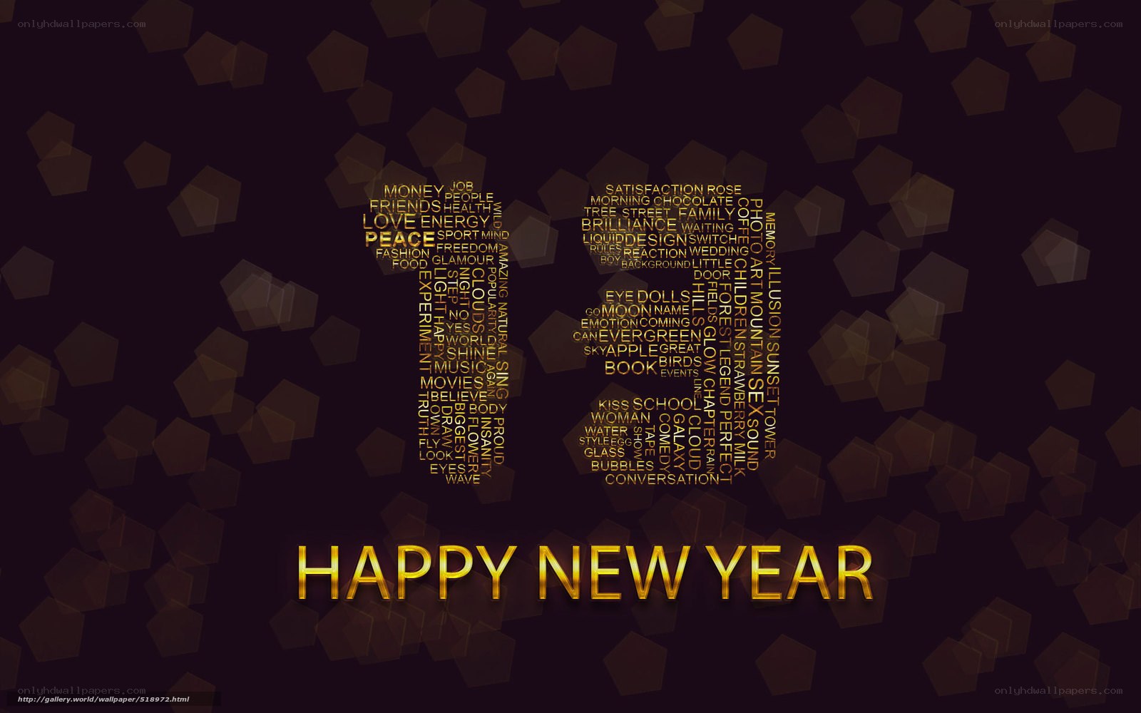 Happy New Year design with word art