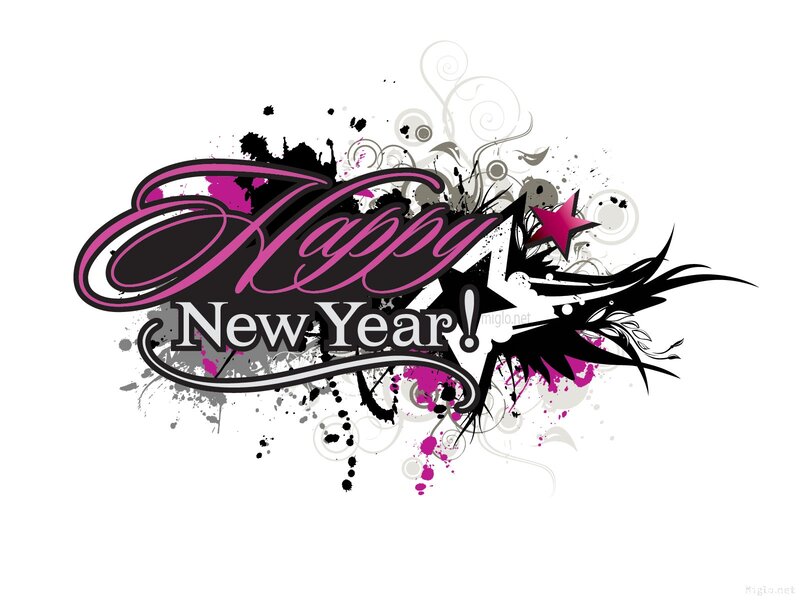 Happy New Year Graphic — Black, Festive