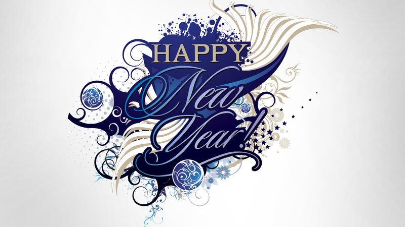 Happy New Year Graphic — Blue, Festive, Vector Art