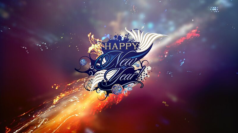 Happy New Year Graphic — Purple, Celebratory
