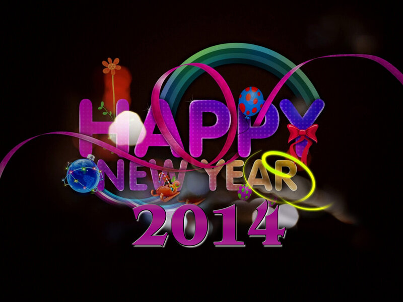 Happy New Year Graphic — Purple, Festive, Digital Art, Balloons