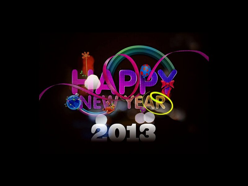 Happy New Year Graphic — Purple, Festive, Digital Art