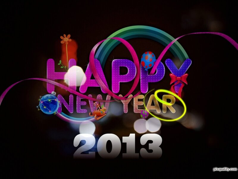 Happy New Year Graphic — Purple, Festive