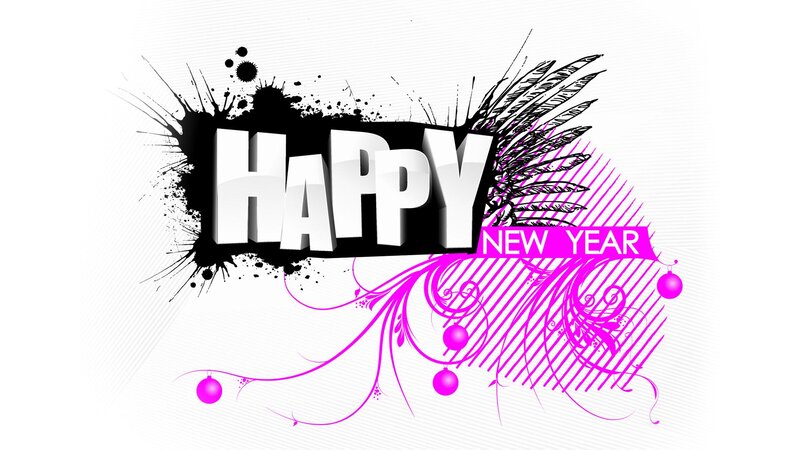 Happy New Year Graphic — White, Festive