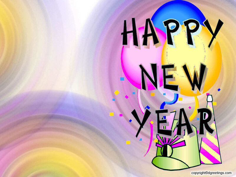 Happy New Year Graphic — Yellow, Festive