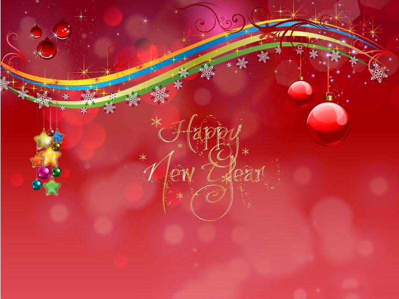 Happy New Year Greeting — Red, Festive