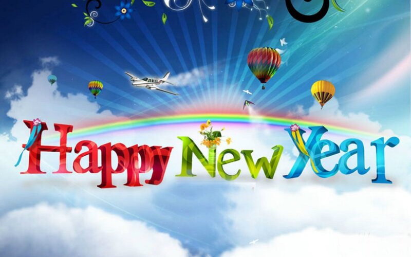 Happy New Year Text — Blue, Celebratory