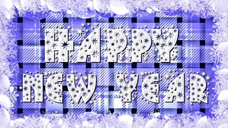 Happy New Year Text — Blue, Festive
