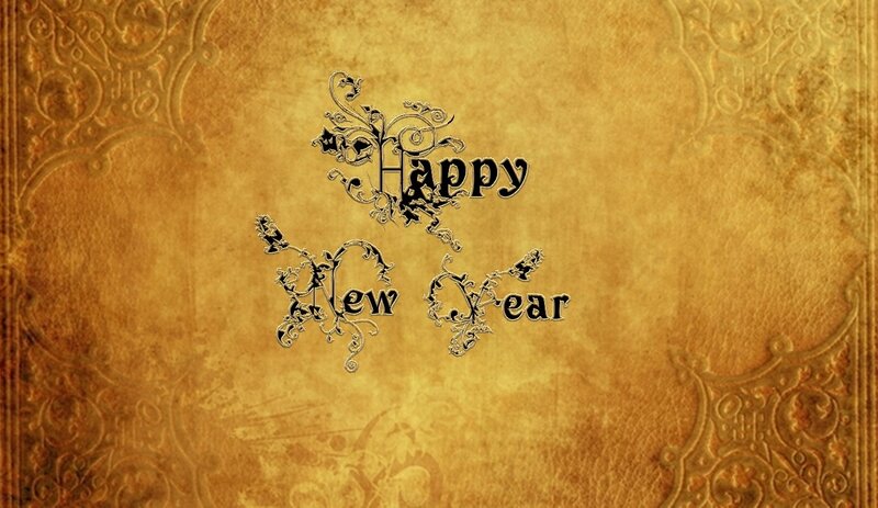 Happy New Year Text — Gold, Festive