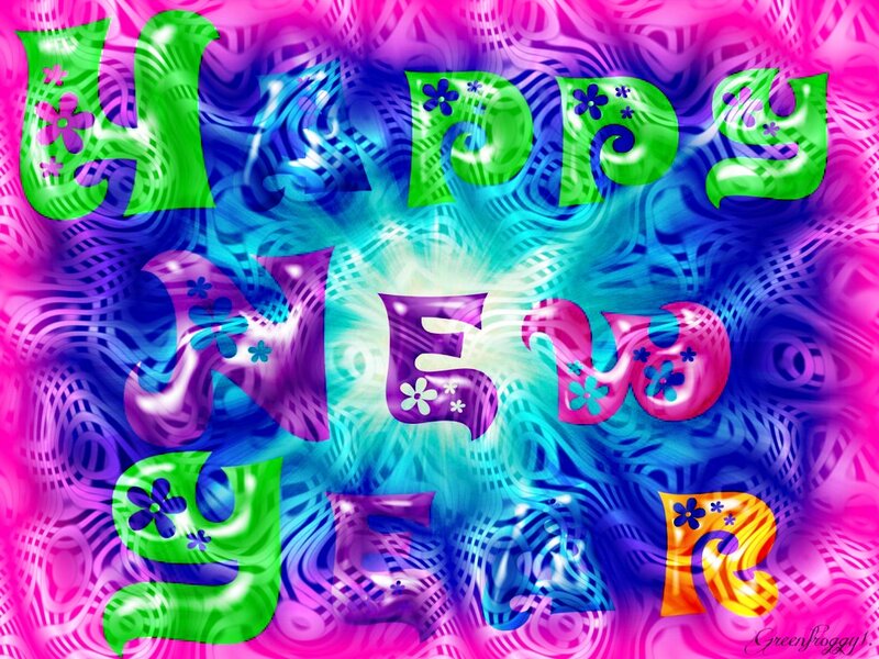 Happy New Year Text — Pink, Vibrant