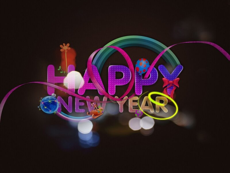 Happy New Year Text — Purple