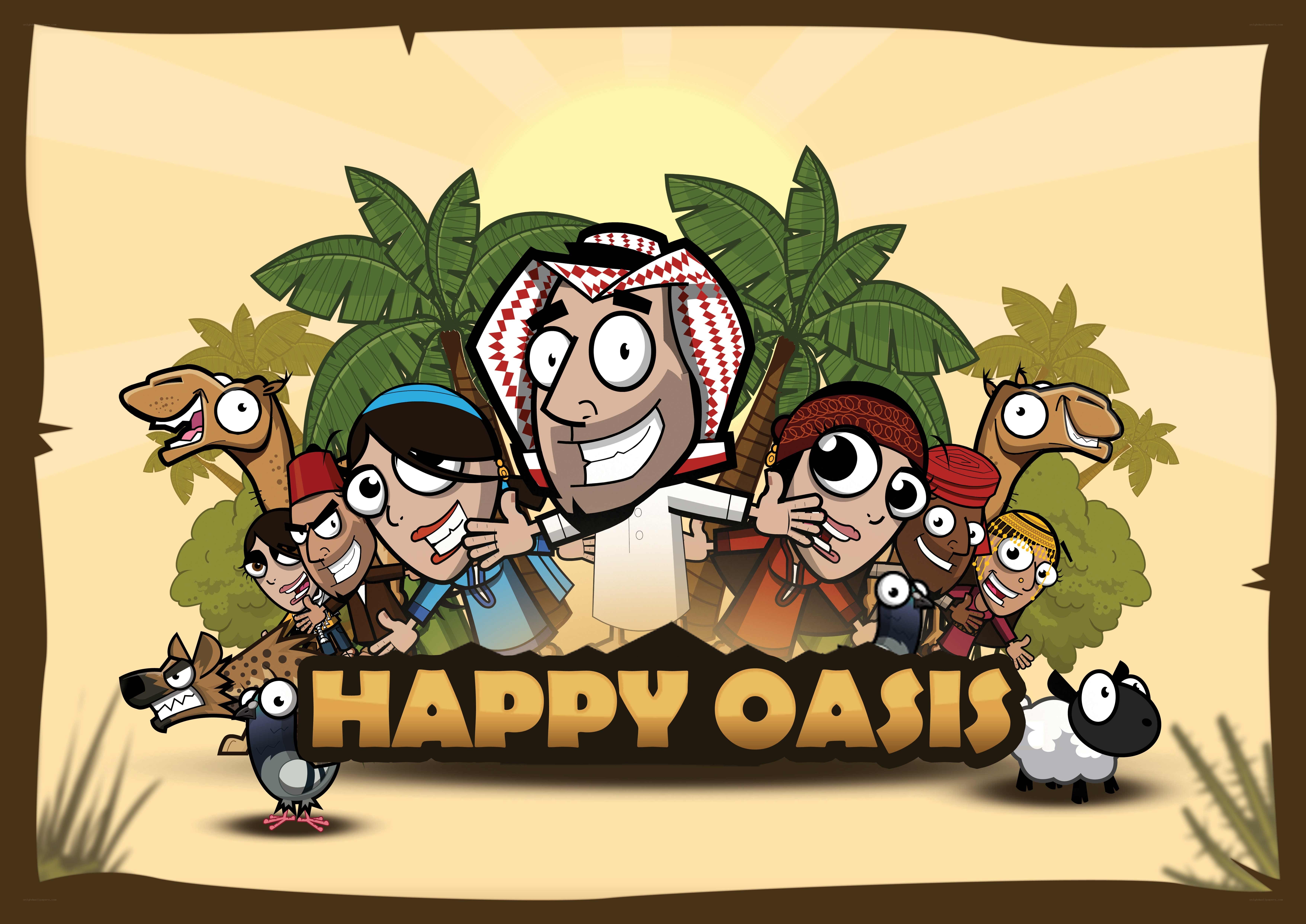 Happy Oasis cartoon characters