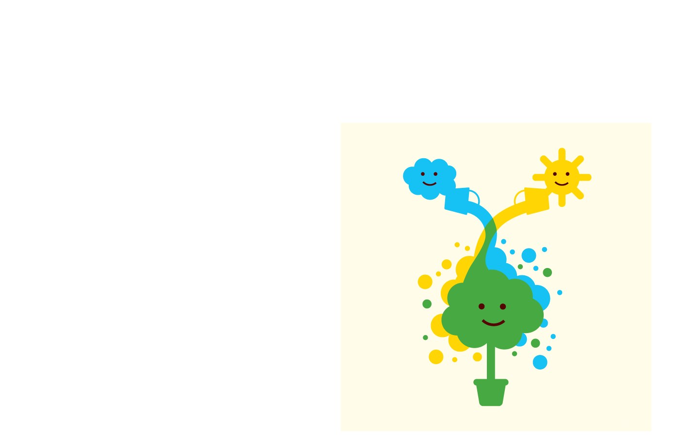 happy plant with sun and cloud