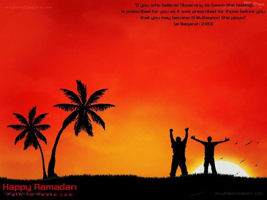 Happy Ramadan sunset scene