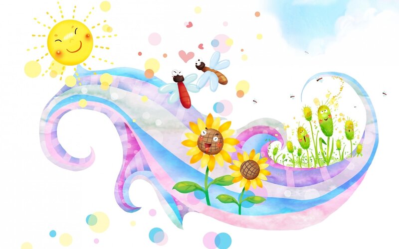 Happy sun and flowers