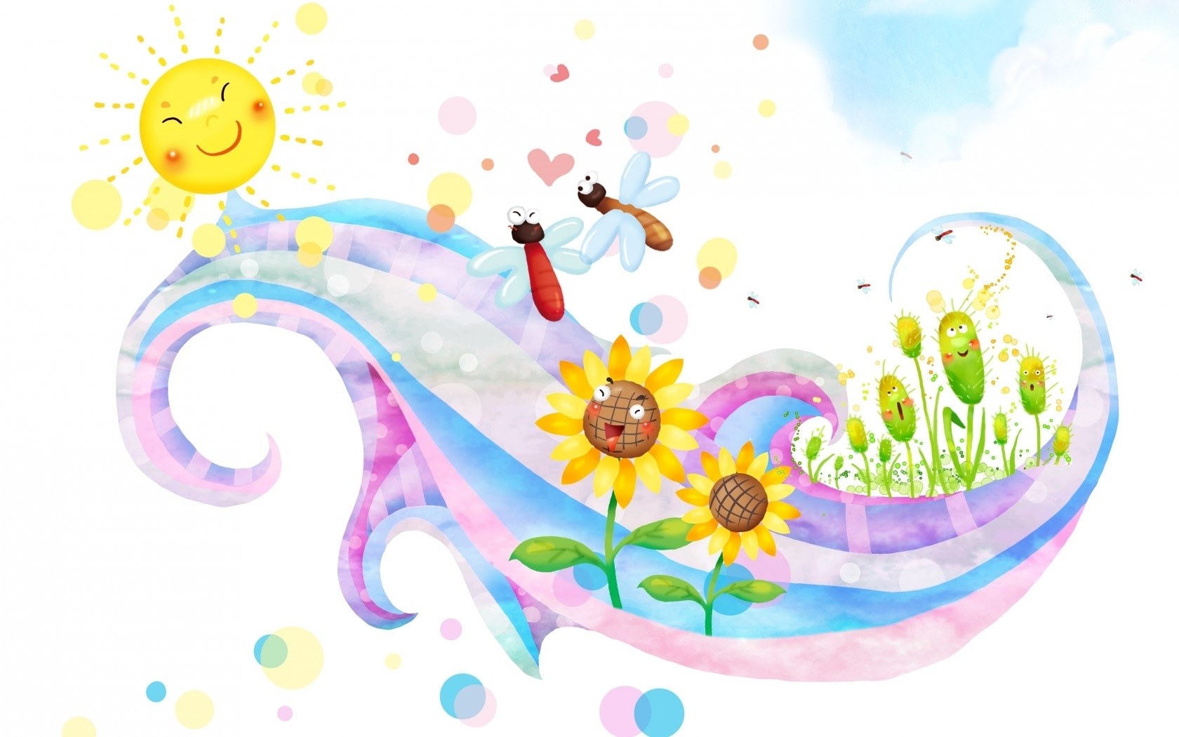 Happy sun and flowers