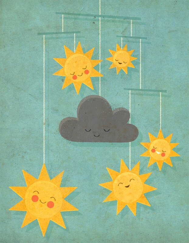 Happy suns and cloud mobile