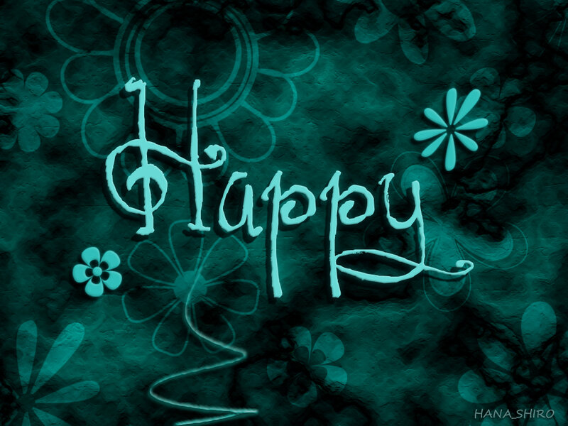 Happy text with floral background