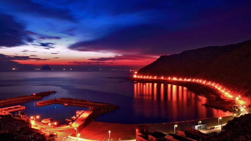 Harbor at Dusk — Blue, Dramatic