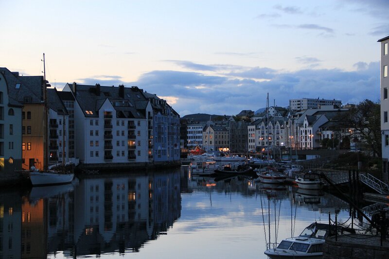 Harbor at Dusk — Blue, Serene, Sunset, Photograph