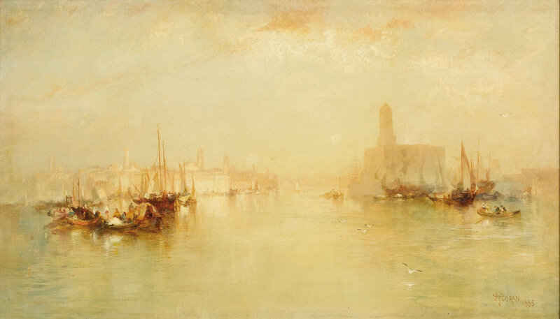 Harbor at Dusk with Boats