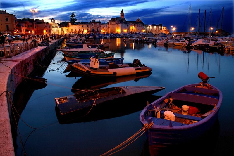 harbor at dusk with boats