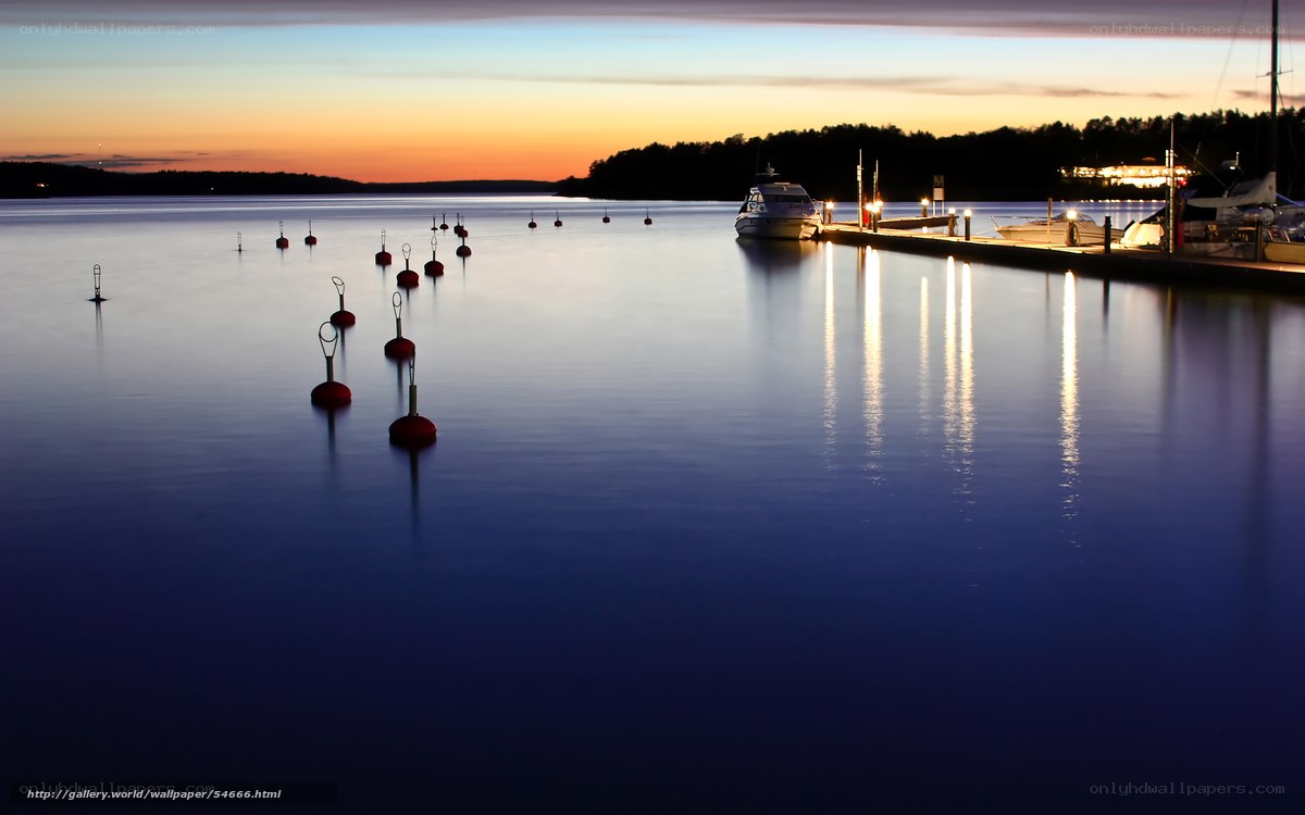 Harbor at Dusk with Boats